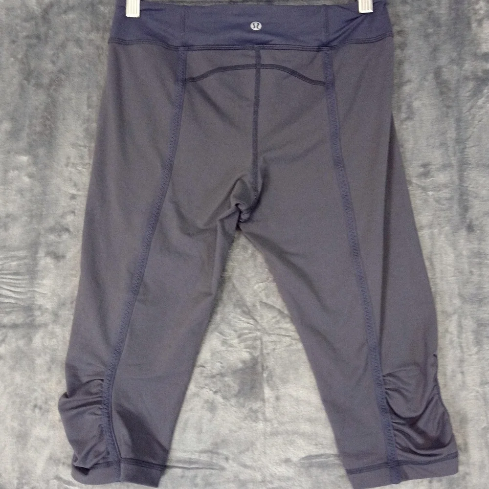 Lululemon Athletica Capri‎ Leggings Womens 8 Gray Ruched Crop Yoga Pants Active